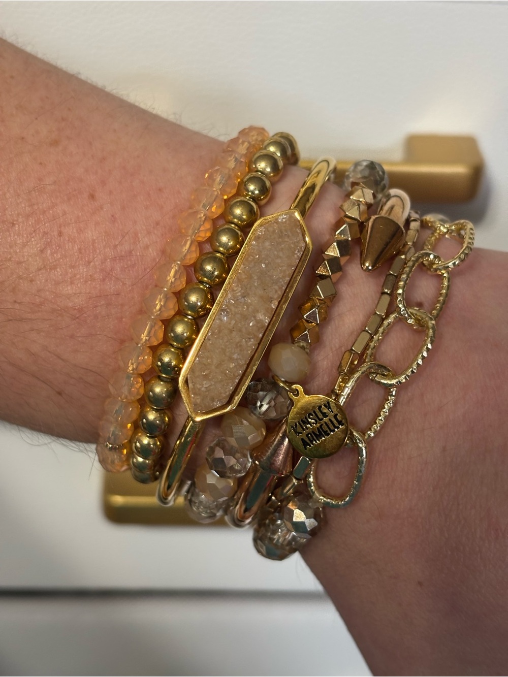 Kinsley Armelle Gold and Peach Multi-Strand Women's Bracelet Set
